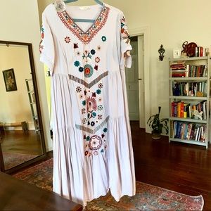 “Orange Creek” Embroidered Boho Maxi S/M (Lilac)